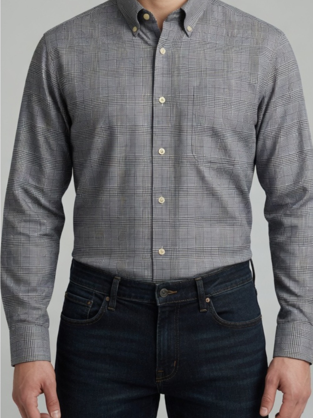 Peter Millar Men's Gray Plaid Button-Down Shirt XL